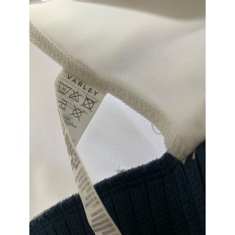 VARLEY Womens White Navy Trim Bomber Jacket Zip Front Athletic Style Size Small - Picture 7 of 8